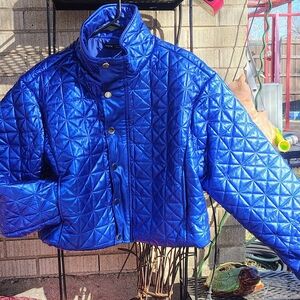 SHEIN-Vibrant Blue Quilted Jacket